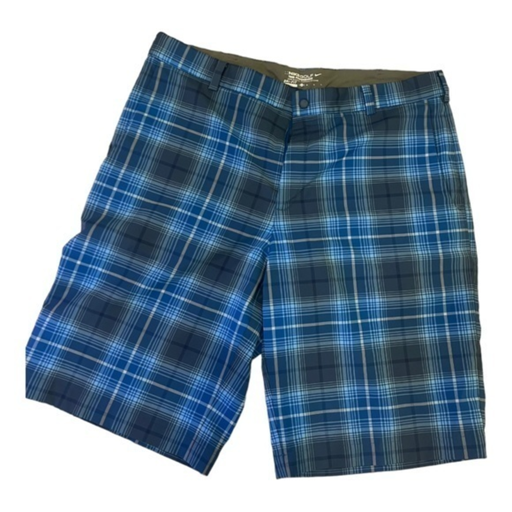 Nike Golf Mens Tour Performance Dri-Fit Golf‎ Shorts Blue Plaid 36"